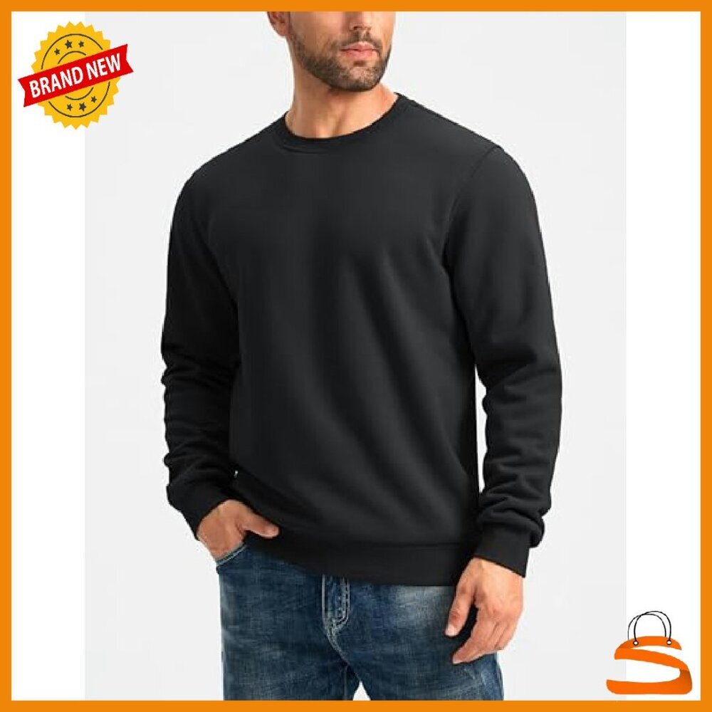 Men's Sherpa Lined Fleece Crewneck Sweatshirt Pullover Winter Warm - Picture 4 of 8